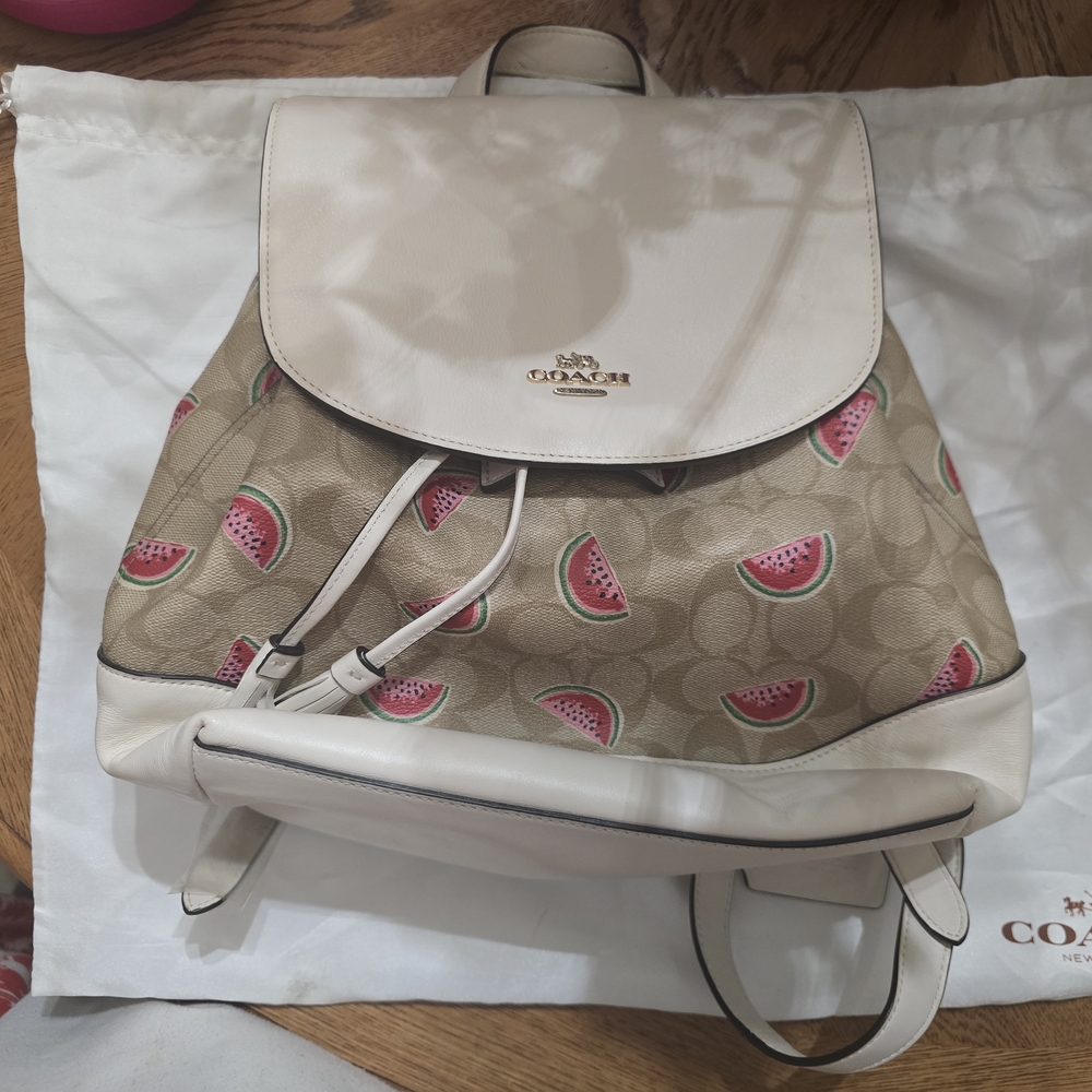Coach Cream and Tan Watermelon Print Backpack